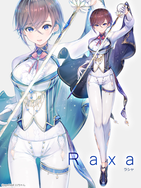 11-chan, 1girl, blue_eyes, bow, brown_hair, commentary_request, earrings, fantasy