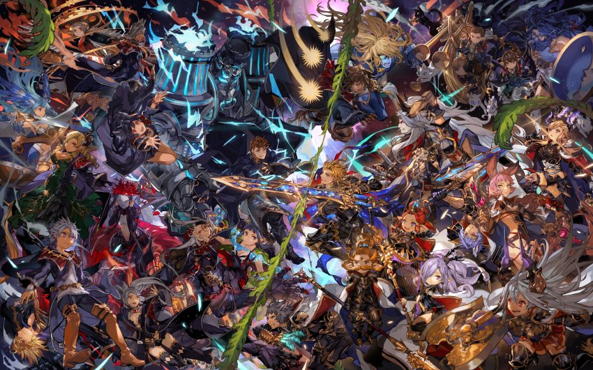 6+boys, 6+girls, absurdres, alanaan, animal_ears, anre_(granblue_fantasy), armor, axe