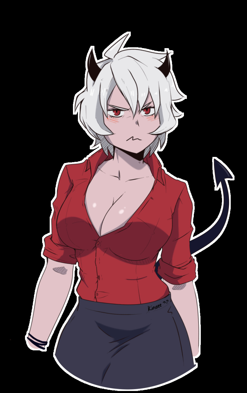 1girl, artist_name, bad_id, bad_pixiv_id, blush, breasts, cleavage, collarbone