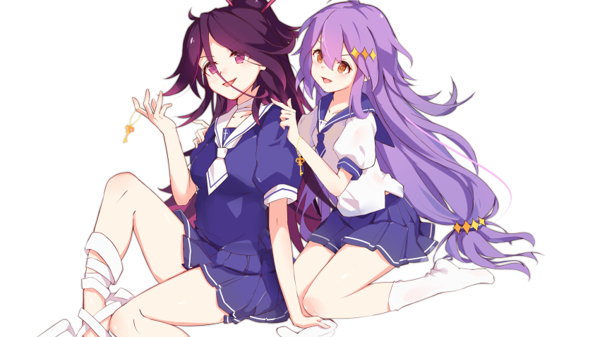 2girls, absurdres, bad_id, bad_pixiv_id, bandaged_leg, bandages, honkai_gakuen, commentary