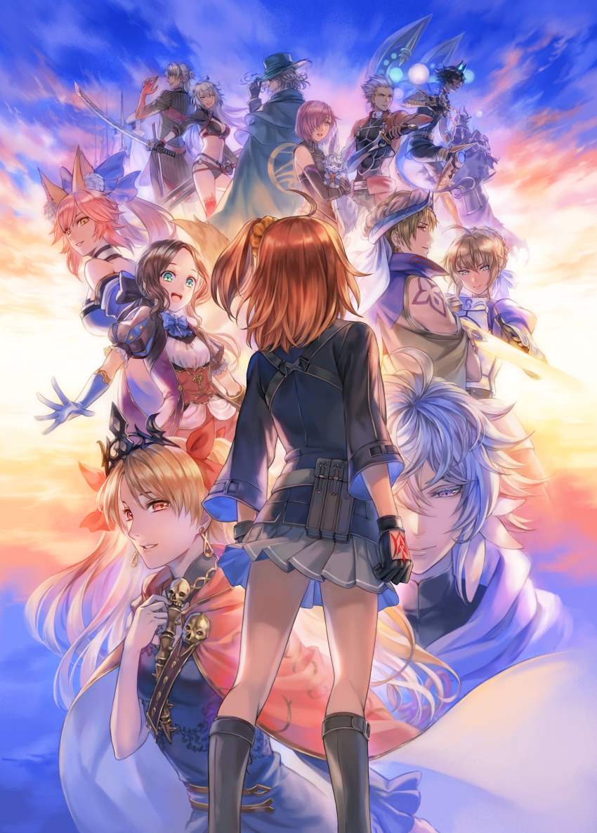 6+boys, 6+girls, :d, absurdres, ahoge, animal_ears, antonio_salieri_(fate), antonio_salieri_(second_ascension)_(fate)