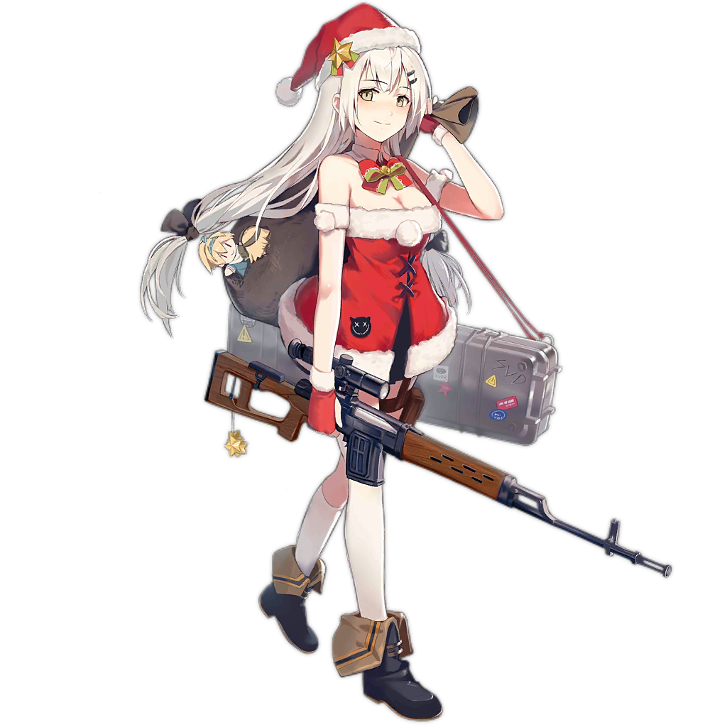 1girl, bag, black_boots, boots, character_doll, doll, dragunov_svd, female_focus