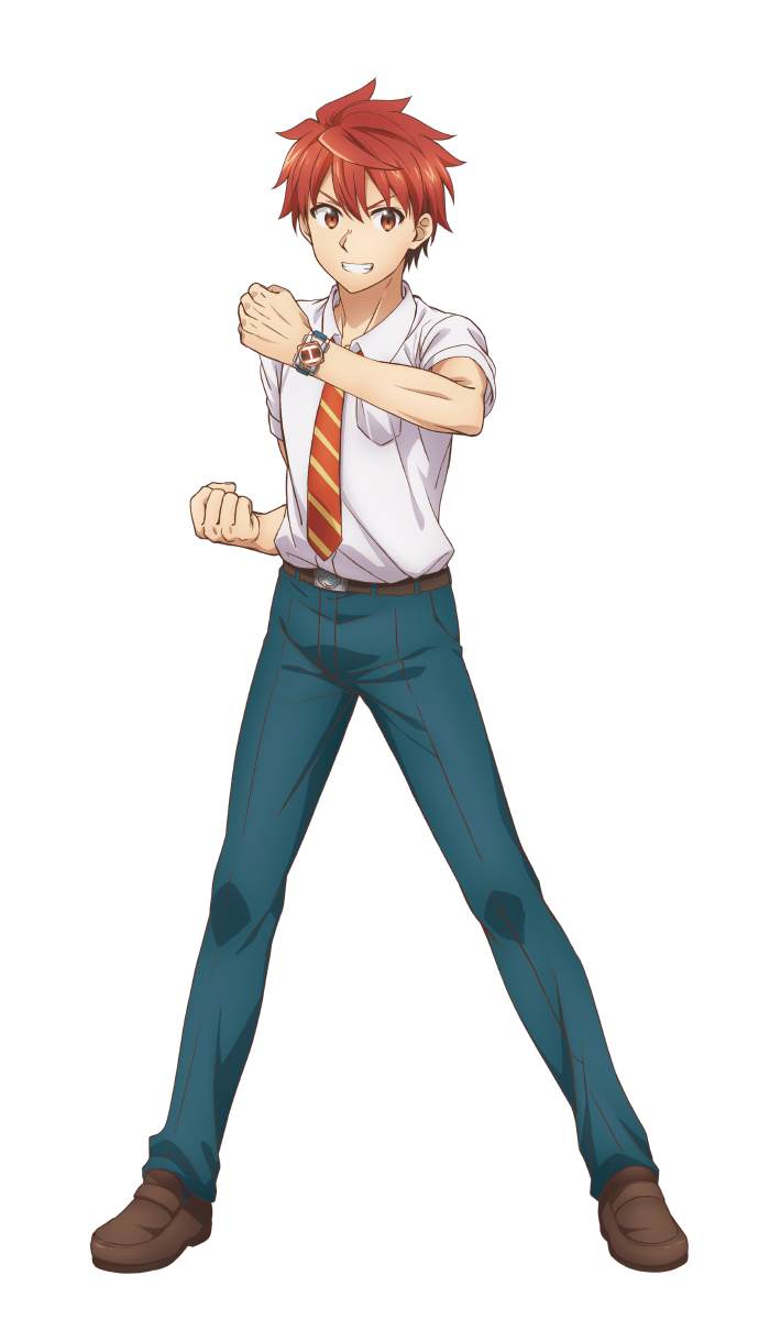 1boy, blouse, breast_pocket, brown_shoes, collared_shirt, dokyuu_hentai_hxeros, enjou_retto, hair_between_eyes