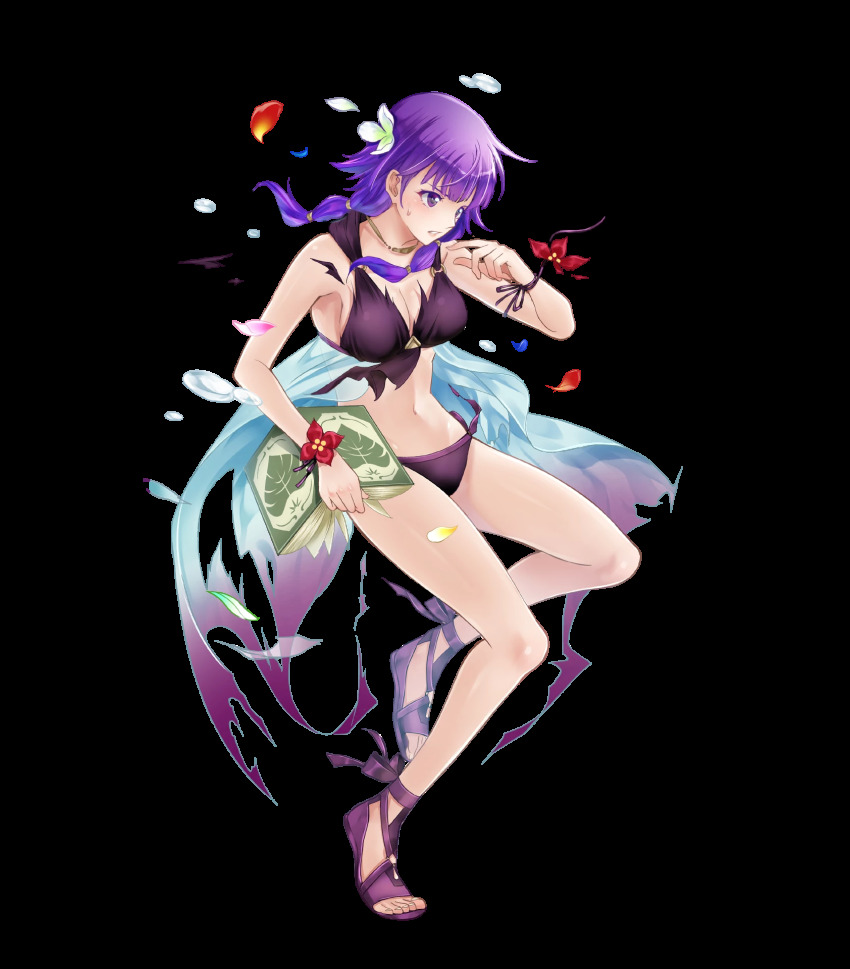 1girl, bare_shoulders, bikini, book, breasts, cleavage, closed_mouth, collarbone