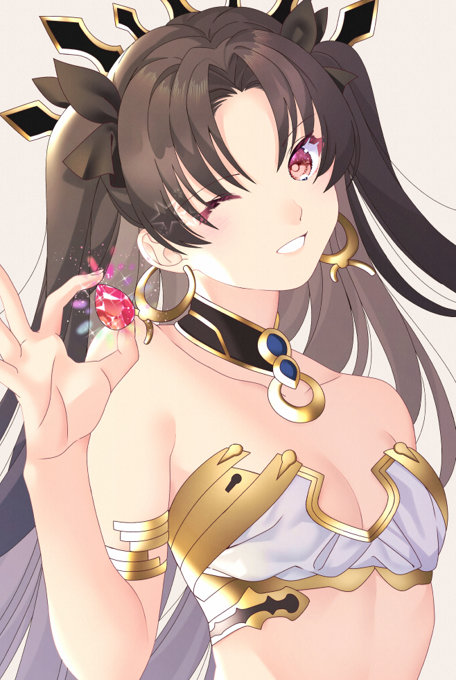 1girl, akapug621, armlet, bad_id, bad_pixiv_id, bare_shoulders, bow, breasts