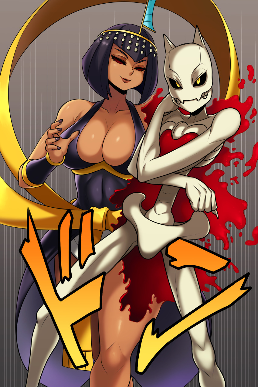 1girl, absurdres, ancient_egyptian_clothes, black_dress, black_hair, breasts, circlet, cleavage