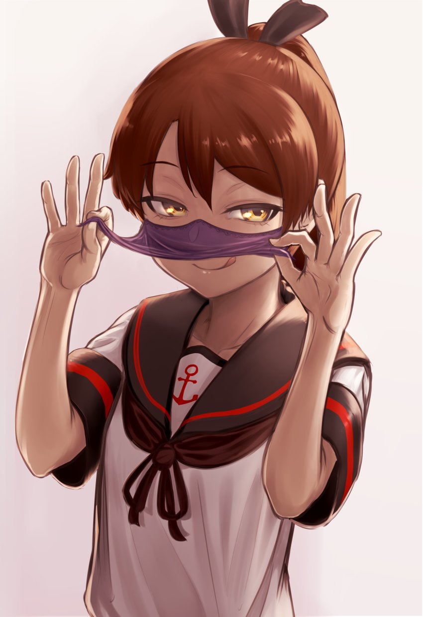 1girl, absurdres, anchor_symbol, black_sailor_collar, brown_hair, commentary_request, female_focus, highres