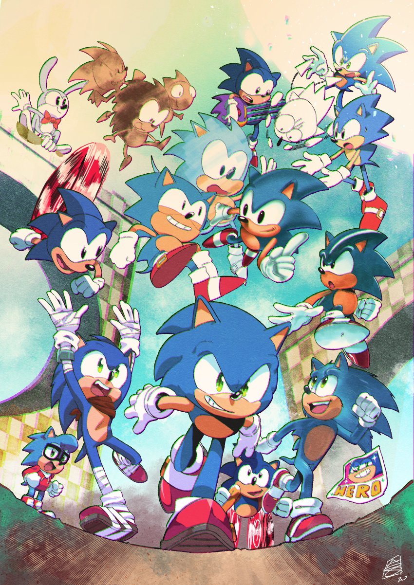 6+boys, a_r_q, absurdres, adventures_of_sonic_the_hedgehog, animal_ears, anniversary, arms_up, bad_id