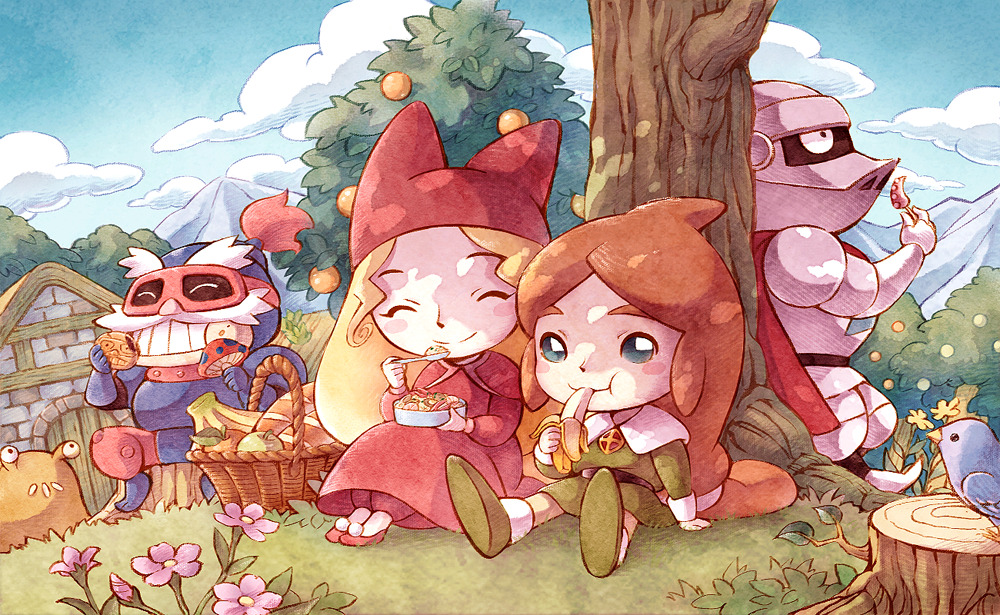 1boy, 1girl, blonde_hair, brown_hair, cape, couple, dress, gamigami_devil