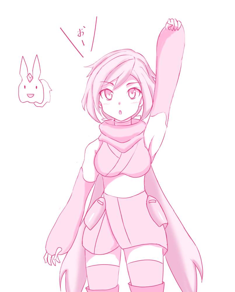 1girl, ayame_(gundam_build_divers), breasts, clenched_hand, female_focus, gundam, gundam_build_divers, hand_up