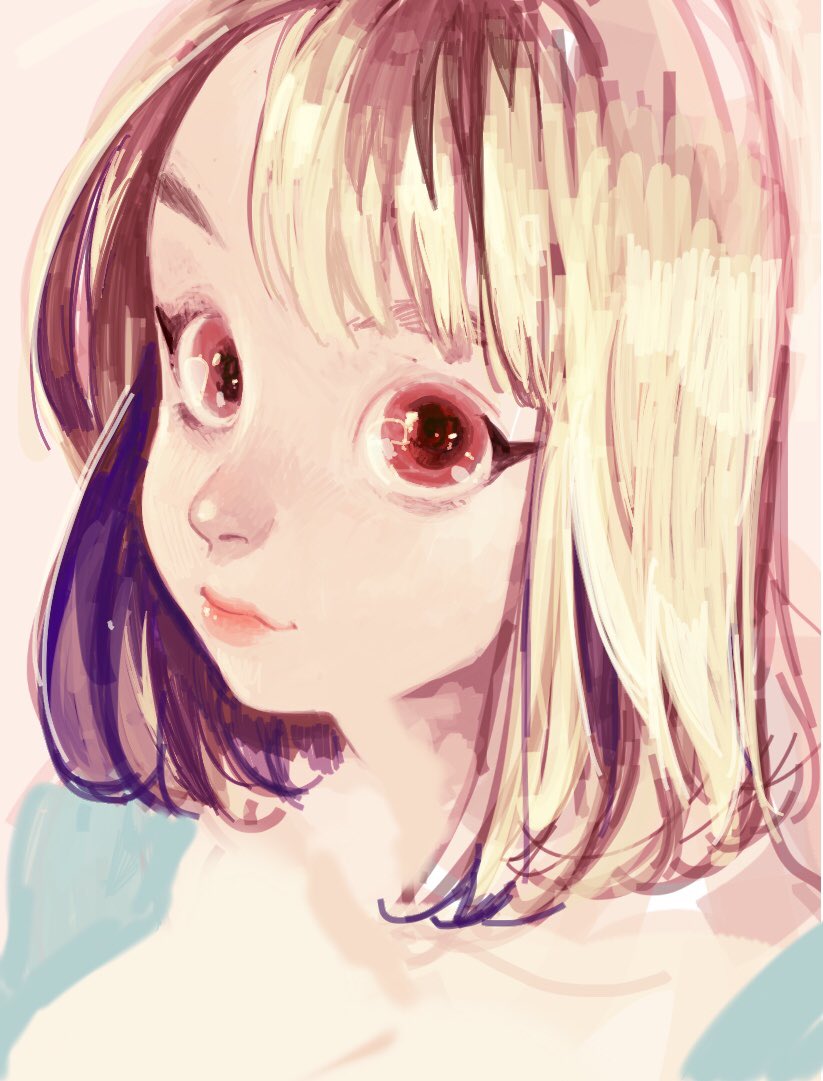 1girl, aqua_shirt, breasts, bunny_ayumi, cleavage, female_focus, gonzalesrocky2, looking_at_viewer, medium_hair, portrait, real_life, red_eyes, shadow, shirt, smile, solo