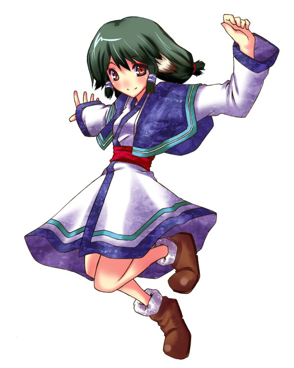 00s, 1girl, animal_ears, aruruu, black_hair, blush, brown_eyes, colorized