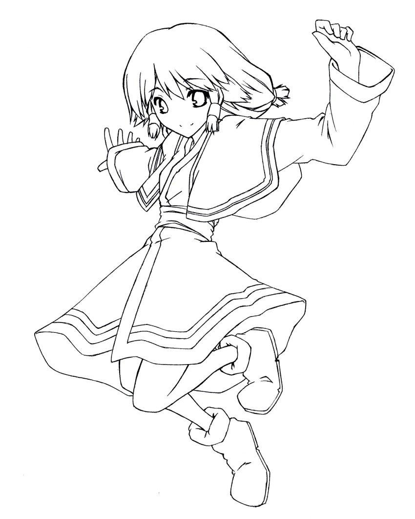 00s, absurdres, aruruu, greyscale, highres, jumping, kaden, lineart