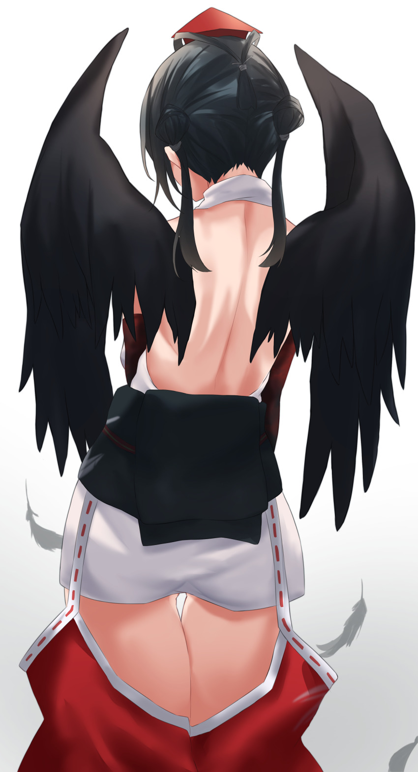 1girl, absurdres, back, back_focus, backless_dress, backless_outfit, bare_shoulders, black_hair