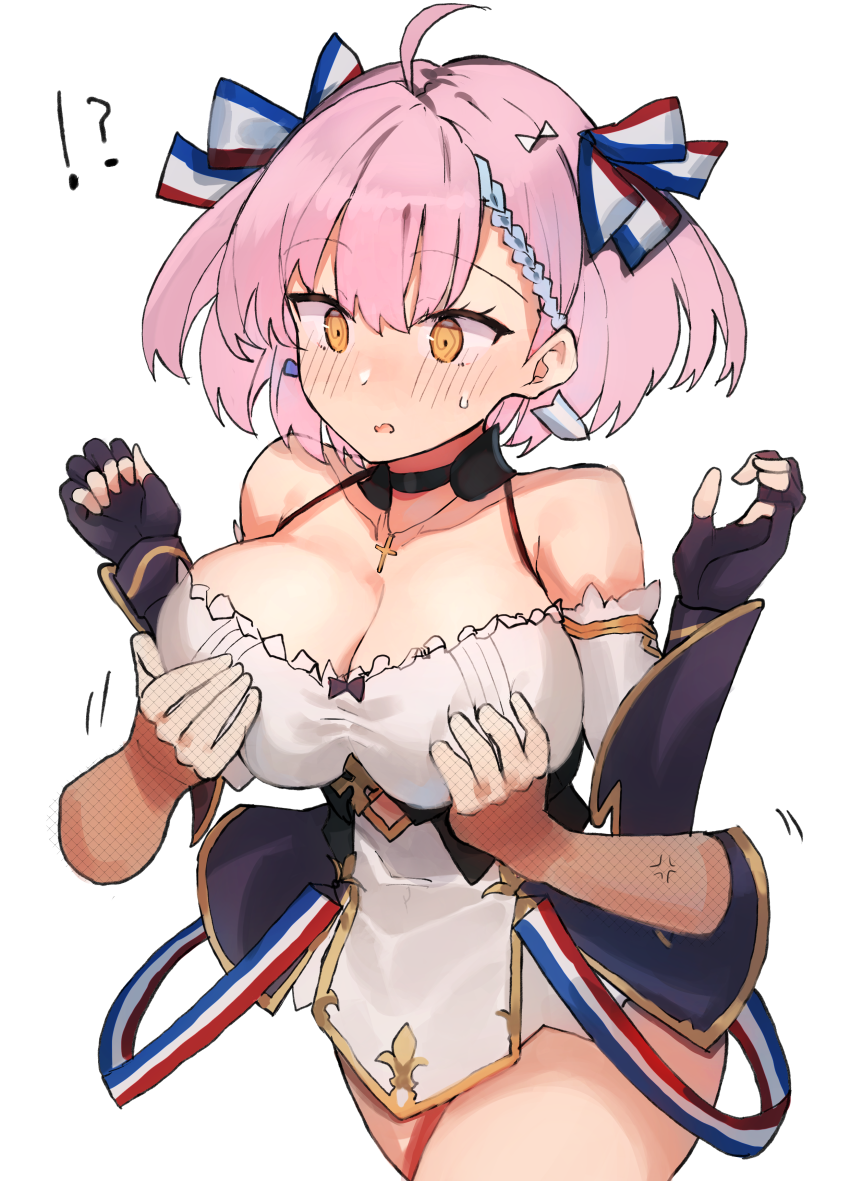 1girl, ahoge, anger_vein, azur_lane, bad_id, bad_pixiv_id, bare_shoulders, black_choker