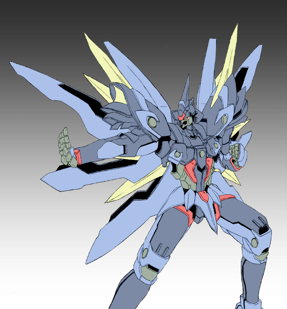 kaden, mecha, millipen_(medium), no_humans, pen_(medium), robot, traditional_media, varu_(forscryd), weltall, weltall-2, wings, xenogears