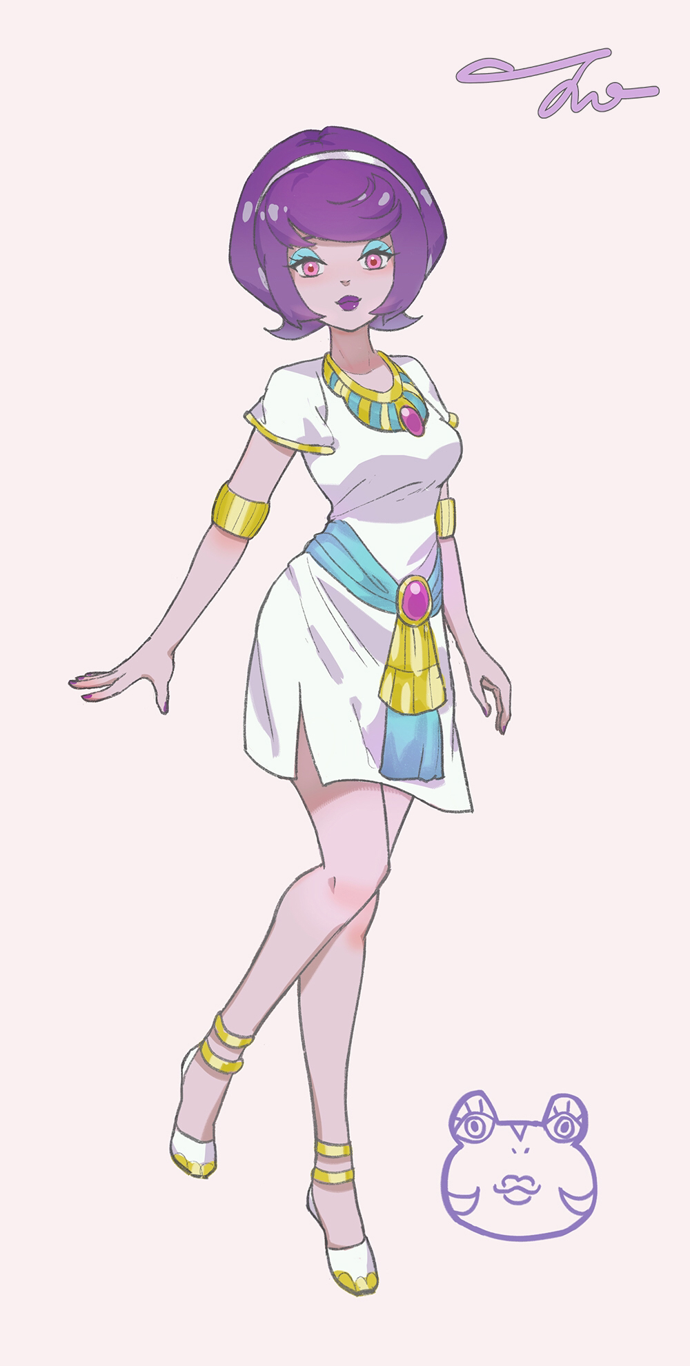 1girl, animal_crossing, artist_name, colored_skin, diva_(animal_crossing), dress, female_focus, frog