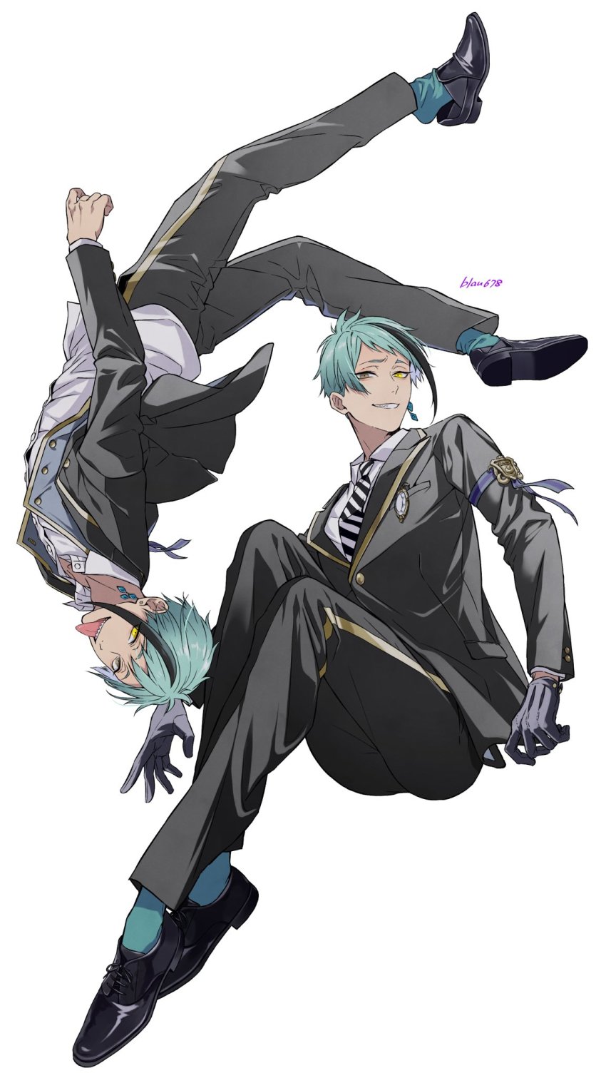 black_hair, collared_shirt, floyd_leech, streaked_hair, highres, jacket, jade_leech, male_focus