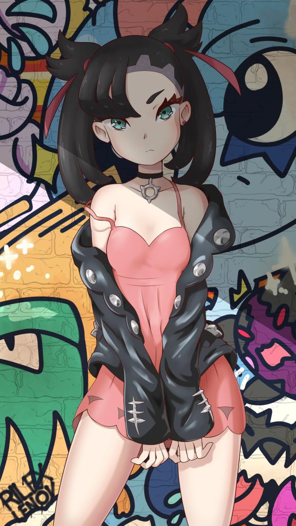 1girl, alcremie, black_hair, black_jacket, blue_eyes, character_request, child, choker