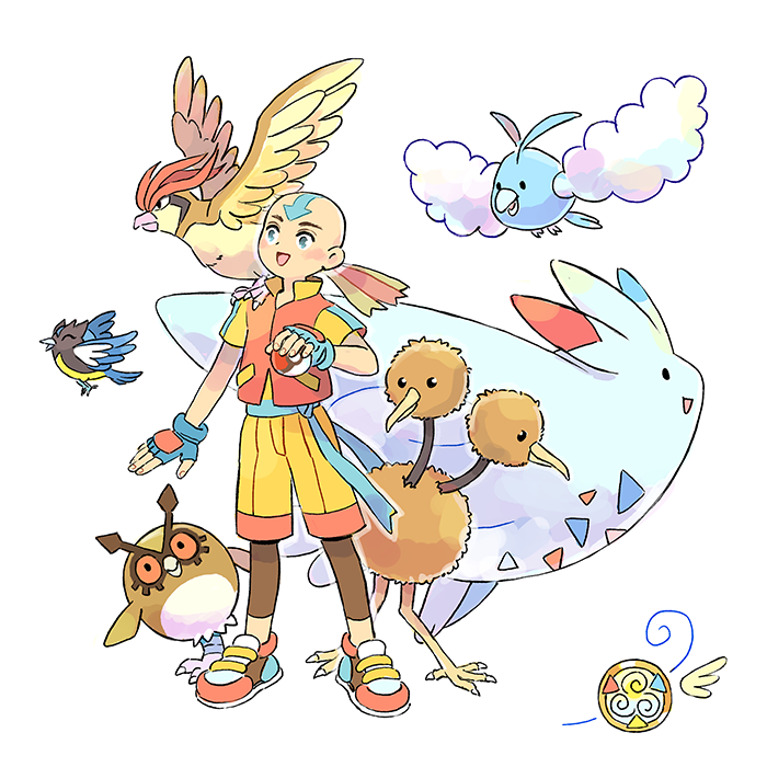 1boy, aang, adapted_costume, avatar:_the_last_airbender, avatar_legends, bald, beak, crossover