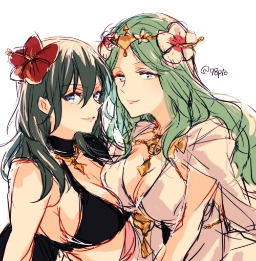 2girls, bad_id, bad_twitter_id, bikini, black_bikini, black_vs_white, blue_eyes, blue_hair