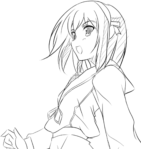 00s, 1girl, female_focus, greyscale, monochrome, school_uniform, serafuku, solo, suzumiya_haruhi, suzumiya_haruhi_no_yuuutsu, yuunagi_rin