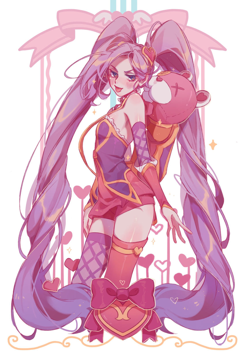 1girl, absurdres, boots, dress, heartseeker_jinx, highres, jinx_(league_of_legends), knee_boots
