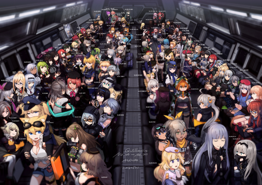 6+girls, 6p62_(girls'_frontline), 9a-91_(girls'_frontline), aat-52_(girls'_frontline), absolutely_everyone, absurdly_detailed_composition, aek-999_(girls'_frontline), aged_down, ahoge, ak-12_(girls'_frontline), ak_5_(girls'_frontline), an-94_(girls'_frontline), animal_ear_headphones, animal_ears, art556_(girls'_frontline), arx-160_(girls'_frontline), bag, ballista_(girls'_frontline), beret, black_garter_straps, black_gloves, black_headwear, blonde_hair, blood, blood_bag, blowing_bubble_gum, blue_eyes, blue_hair, blue_headwear, blunt_bangs, bren_ten_(girls'_frontline), brown_eyes, brown_hair, carcano_m1891_(girls'_frontline), carcano_m91/38_(girls'_frontline), cat_ear_headphones, cat_ears, character_name, chewing_gum, closed_eyes, closed_mouth, clothing_cutout, commentary, commentary_request, contender_(girls'_frontline), corset, crossed_arms, cz-805_(girls'_frontline), cz2000_(girls'_frontline), cz52_(girls'_frontline), dark-skinned_female, dark_skin, detached_collar, dsr-50_(girls'_frontline), duffel_bag, everyone, evo_3_(girls'_frontline), eyewear_on_head, f1_(girls'_frontline), f2000_(girls'_frontline), fake_animal_ears, fal_(girls'_frontline), fg42_(girls'_frontline), finger_to_mouth, five-seven_(girls'_frontline), g11_(girls'_frontline), g28_(girls'_frontline), g36c_(girls'_frontline), garter_straps, gepard_m1_(girls'_frontline), girls'_frontline, glasses, gloves, green_eyes, green_hair, grey_hair, griffin_&amp;_kryuger_logo, hair_between_eyes, hairband, hand_on_own_elbow, hand_on_own_hip, hat, head_tilt, headphones, highres, hip_vent, hk21_(girls'_frontline), hk23_(girls'_frontline), indoors, iws_2000_(girls'_frontline), js05_(girls'_frontline), k2_(girls'_frontline), klin_(girls'_frontline), ks-23_(girls'_frontline), ksg_(girls'_frontline), long_hair, m12_(girls'_frontline), m1887_(girls'_frontline), m37_(girls'_frontline), m500_(girls'_frontline), m590_(girls'_frontline), m99_(girls'_frontline), mg4_(girls'_frontline), mg5_(girls'_frontline), mk48_(girls'_frontline), multiple_girls, mush_(fingalphoneix), nail_polish, negev_(girls'_frontline), ns2000_(girls'_frontline), nz75_(girls'_frontline), off_shoulder, one_eye_closed, open_mouth, ots-12_(girls'_frontline), ots-14_(girls'_frontline), ots-39_(girls'_frontline), ots-44_(girls'_frontline), p226_(girls'_frontline), partially_fingerless_gloves, peaked_cap, pink_hair, pkp_(girls'_frontline), playing_games, playing_video_games, pp-19-01_(girls'_frontline), pp-19_(girls'_frontline), psg-1_(girls'_frontline), psm_(girls'_frontline), purple_eyes, pzb39_(girls'_frontline), red_hair, red_headwear, rfb_(girls'_frontline), ribeyrolles_(girls'_frontline), rmb-93_(girls'_frontline), ro635_(girls'_frontline), round_eyewear, s.a.t.8_(girls'_frontline), saiga-12_(girls'_frontline), scw_(girls'_frontline), serdyukov_(girls'_frontline), shield_module, shipka_(girls'_frontline), short_hair, short_shorts, shorts, shushing, sitting, skirt, sleeping, smile, socks, spas-12_(girls'_frontline), spitfire_(girls'_frontline), sr-3mp_(girls'_frontline), ssg_69_(girls'_frontline), standing, suomi_(girls'_frontline), super-shorty_(girls'_frontline), super_sass_(girls'_frontline), suspender_skirt, suspenders, sweater, t-5000_(girls'_frontline), t65_(girls'_frontline), t91_(girls'_frontline), thigh_strap, thighs, thunder_(girls'_frontline), tmp_(girls'_frontline), type_59_(girls'_frontline), type_63_(girls'_frontline), type_79_(girls'_frontline), type_80_(girls'_frontline), type_81_carbine_(girls'_frontline), type_95_(girls'_frontline), type_97_(girls'_frontline), usas-12_(girls'_frontline), usp_compact_(girls'_frontline), weapon_case, welrod_mkii_(girls'_frontline), white_socks, white_sweater, wz.29_(girls'_frontline), xm3_(girls'_frontline), z-62_(girls'_frontline), zas_m21_(girls'_frontline)