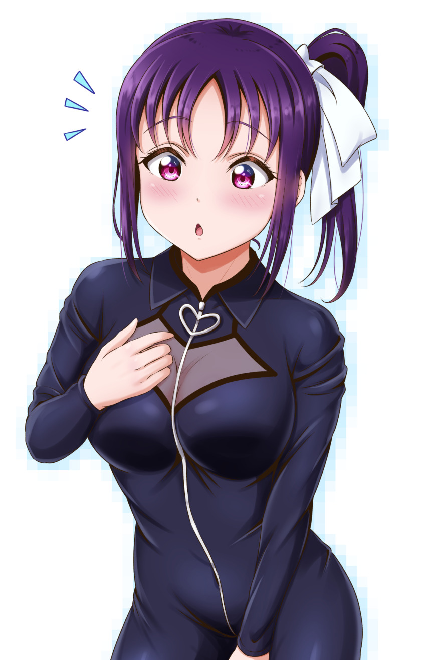 10s, 1girl, biker_clothes, bikesuit, black_suit, blush, bodysuit, breasts