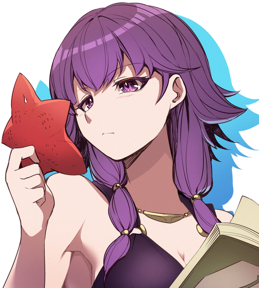 1girl, book, breasts, cleavage, closed_mouth, fire_emblem, fire_emblem:_the_sacred_stones, fire_emblem_heroes