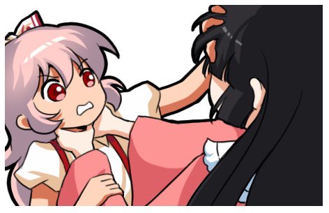 2girls, asphyxiation, black_hair, border, bow, chokeposting_(meme), choking, clenched_teeth
