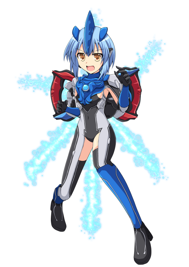 1girl, armor, black_bodysuit, blue_armor, blue_bodysuit, blue_hair, bodysuit, boots