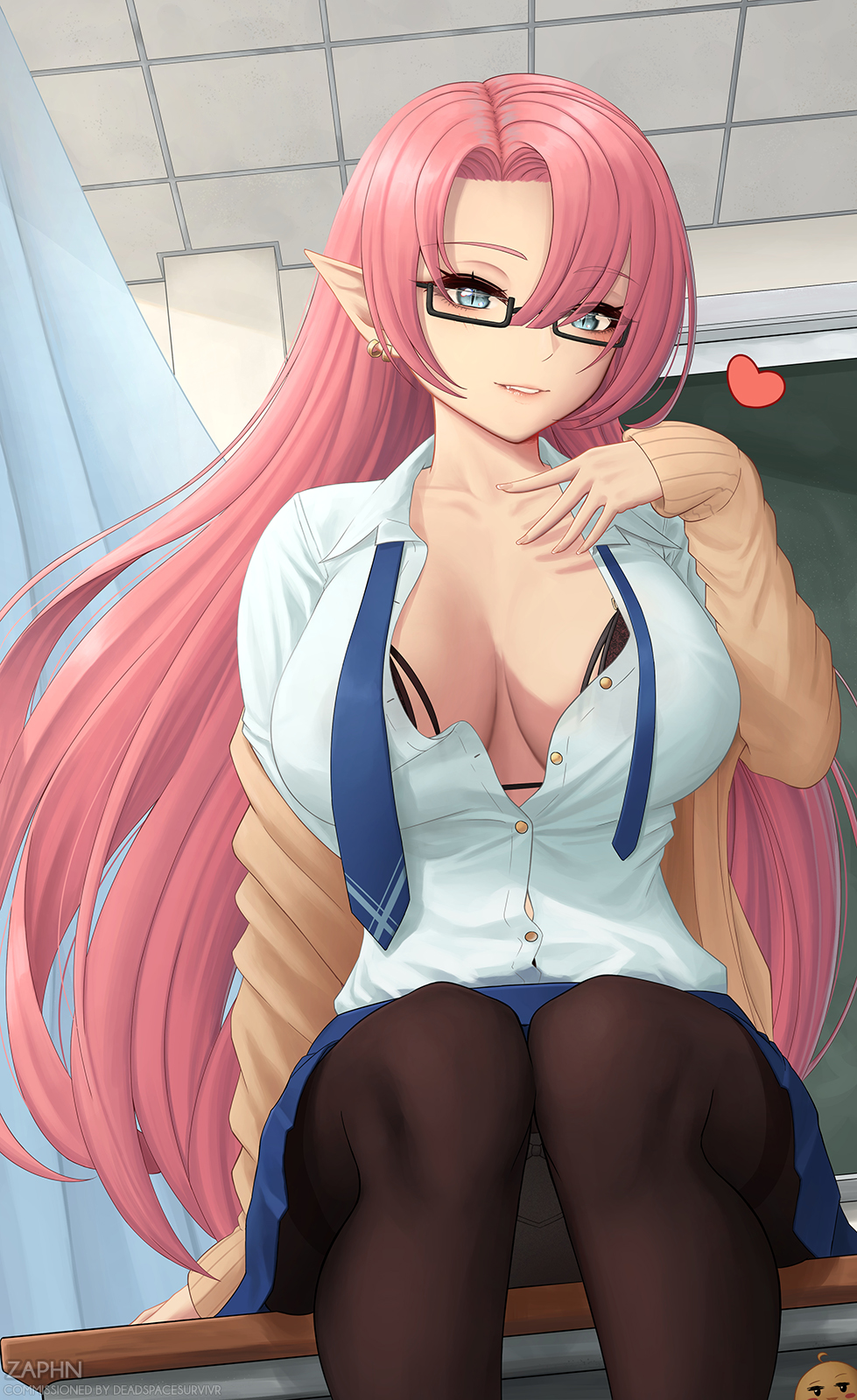 1girl, alternate_costume, aqua_eyes, azur_lane, beige_blazer, bespectacled, black-framed_eyewear, black_bra