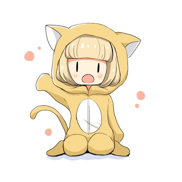 1girl, :o, aged_down, animal_costume, animal_ears, animal_hood, blonde_hair, blunt_bangs