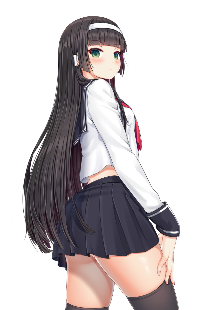 1girl, :o, bishoujo_mangekyou, bishoujo_mangekyou:_kotowari_to_meikyuu_no_shoujo, bishoujo_mangekyou_(series), black_hair, black_sailor_collar, black_skirt