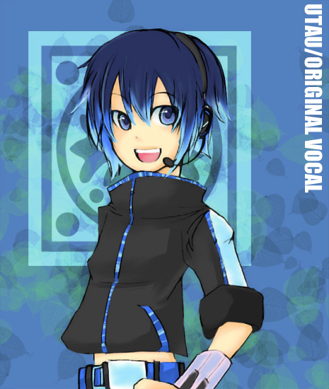 1boy, blue_eyes, blue_hair, blue_theme, headphones, headset, kumono_tsuki, makoto_yoru
