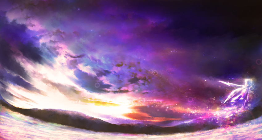 1girl, bad_id, bad_pixiv_id, female_focus, highres, letty_whiterock, scenery, sky, solo, sunset, touhou, ukihashi, ukihashi_kei