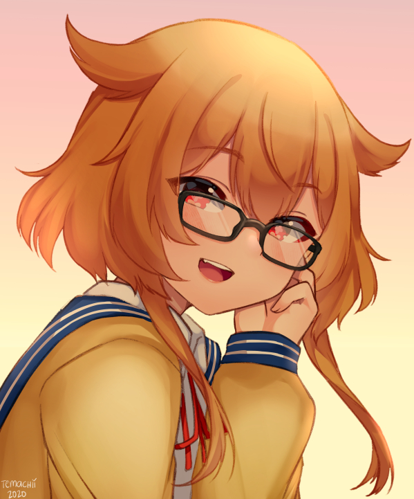 1girl, :d, blue_sailor_collar, collared_shirt, dated, hair_flaps, indie_virtual_youtuber, jacket