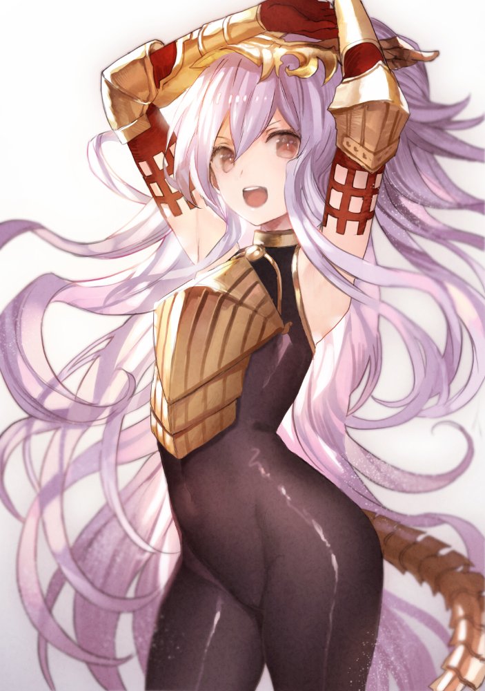 1girl, armor, black_bodysuit, bodystocking, bodysuit, breastplate, cygames, doushite