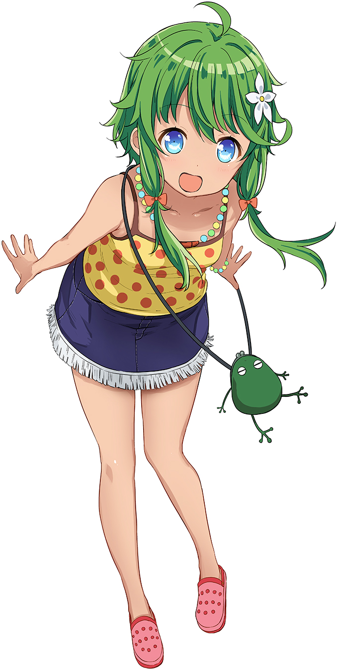 1girl, :d, abe_kanari, ahoge, blue_eyes, blue_skirt, flower, full_body