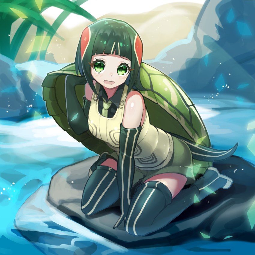 1girl, baniran_dorosu, blunt_bangs, blush, collared_shirt, commentary_request, elbow_gloves, gloves