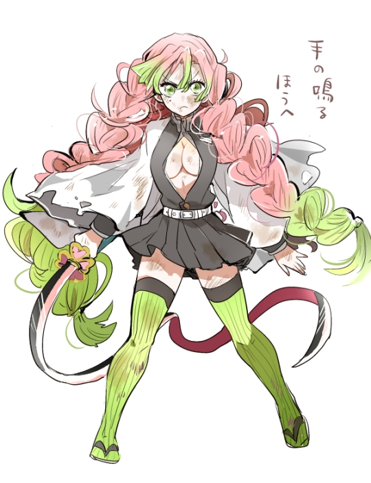 1girl, black_jacket, black_skirt, breasts, bruise, bruise_on_face, cleavage, closed_mouth