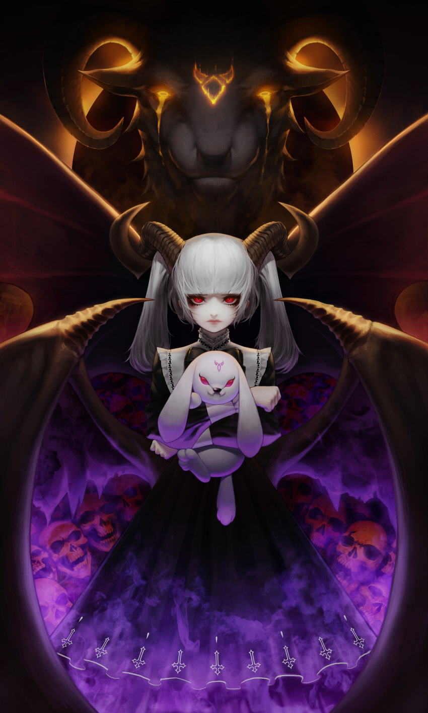 1girl, absurdres, bad_id, bad_pixiv_id, black_bow, black_neckwear, blunt_bangs, bow