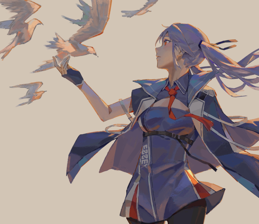 1girl, absurdres, azur_lane, bird, blue_dress, blue_gloves, dress, essex_(azur_lane)