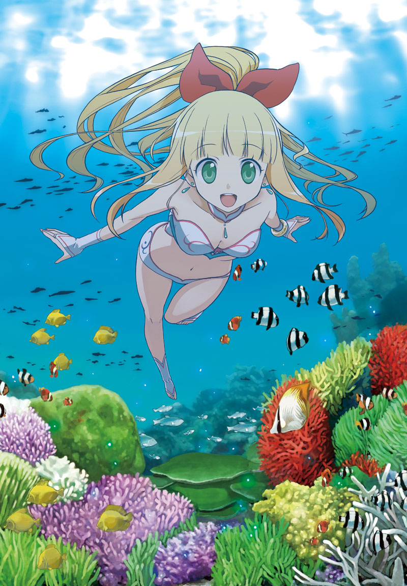 00s, 1girl, akitsu, akitsu_mikami, barefoot, bikini, blonde_hair, bracelet