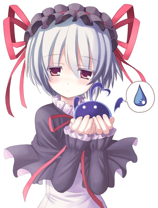 aq_interactive, arcana_heart, atlus, examu, frills, gier, gothic_lolita, hair_ribbon, lieselotte_achenbach, lolita_fashion, red_eyes, ribbon, solo, white_hair