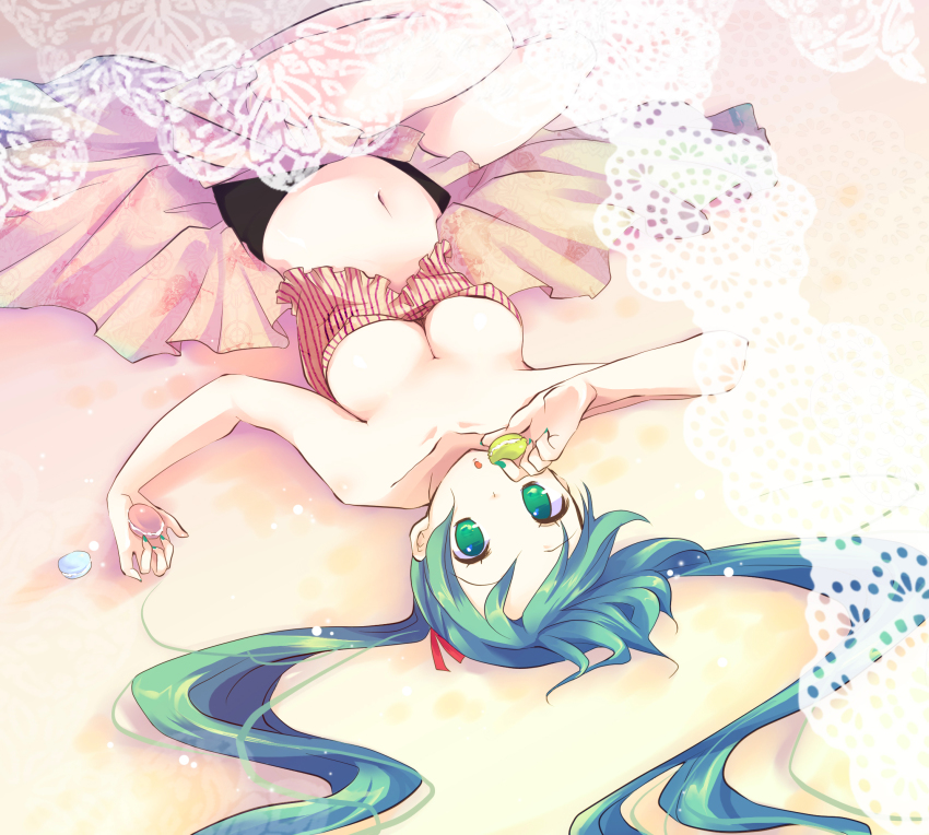 1girl, bad_id, bad_pixiv_id, breasts, cleavage, eating, female_focus, food