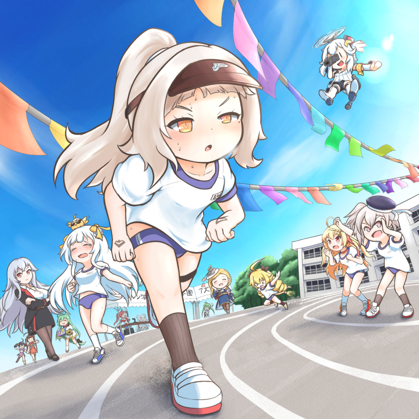 >_<, 6+girls, :d, :o, =_=, afterimage, ahoge, akashi_(azur_lane)