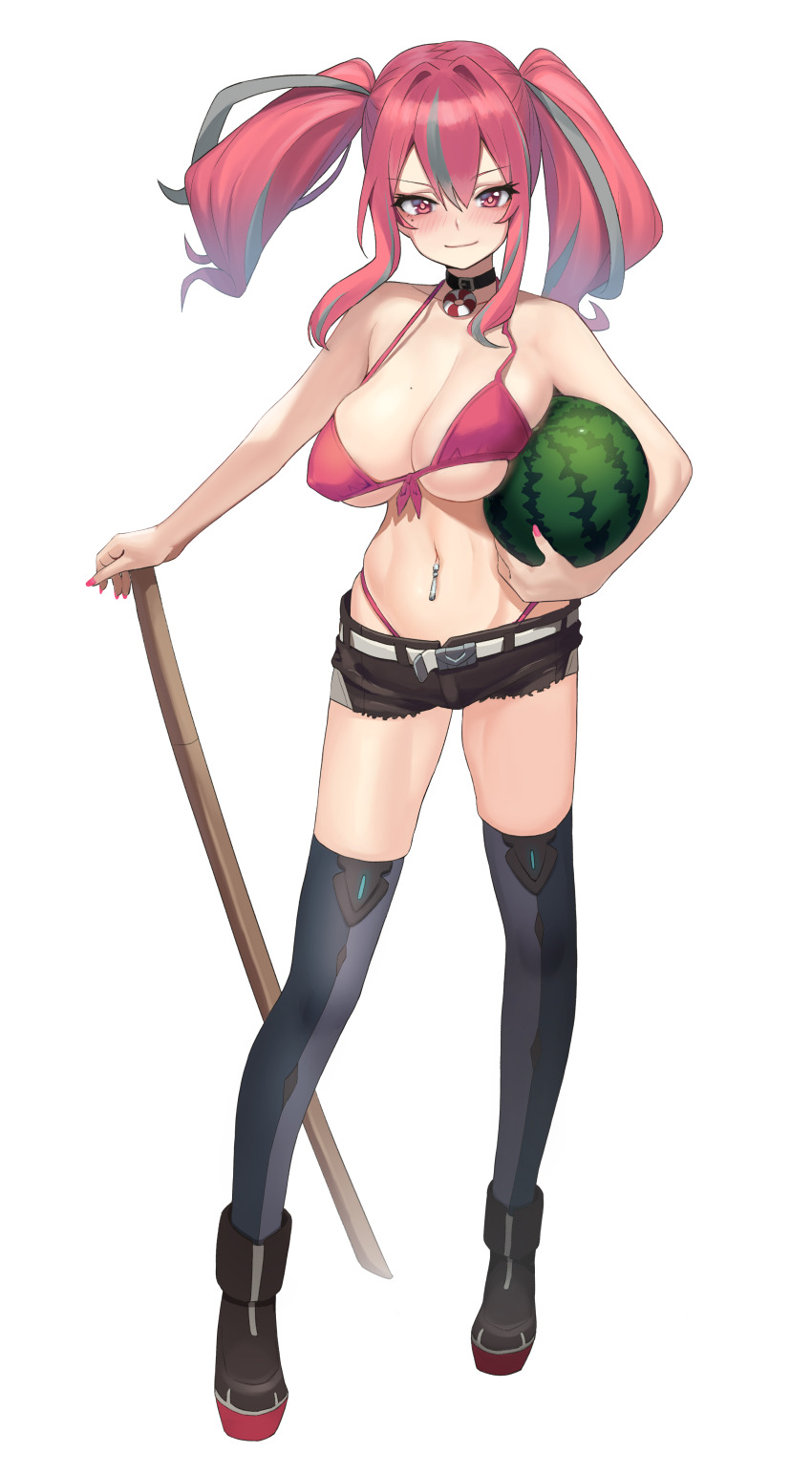 1girl, absurdres, azur_lane, bad_id, bad_pixiv_id, bare_shoulders, belt, bikini