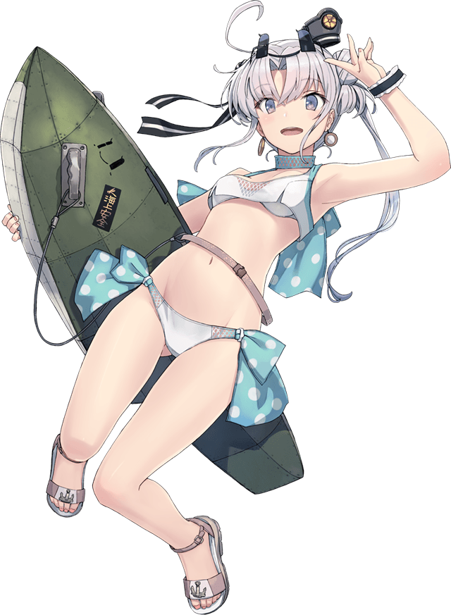 1girl, ahoge, akitsushima_(kancolle), akitsushima_(swimsuit)_(kancolle), armpits, bare_legs, barefoot, bikini